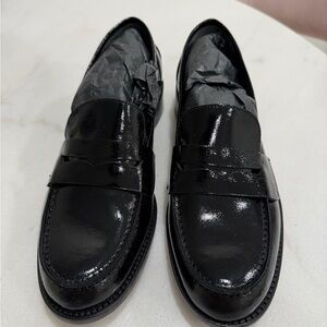 M. Gemi Black Patent Leather Women's Penny Loafers